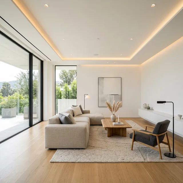 Modern stucwerk in woonkamer